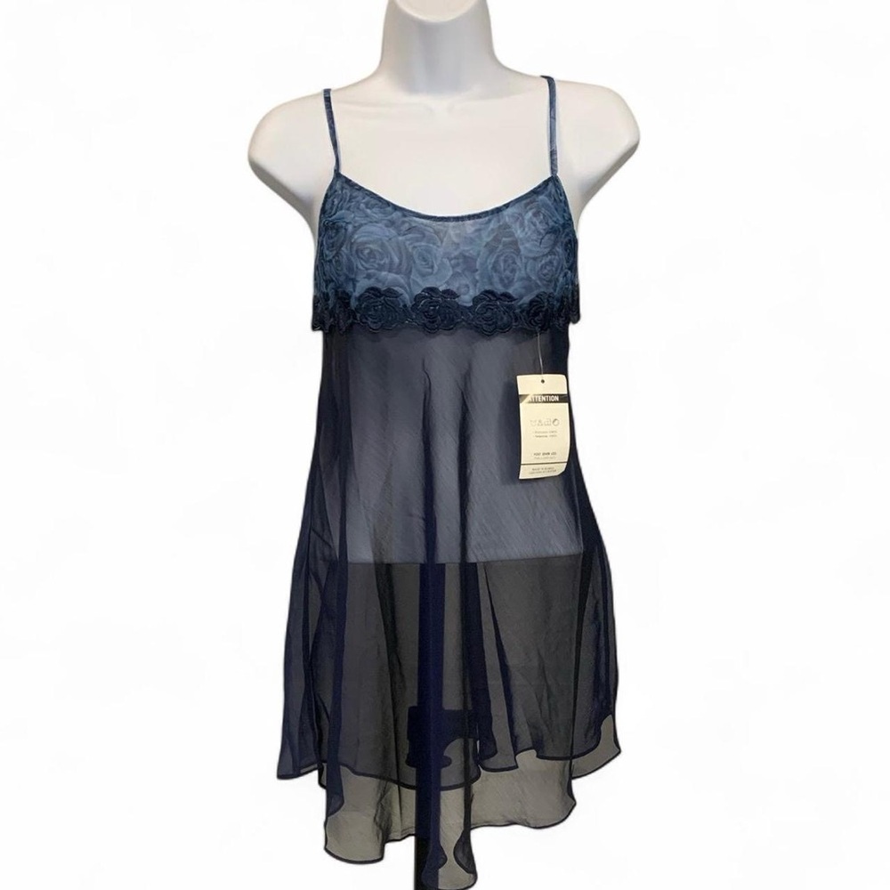 Blue Lace Trim Camisole Top